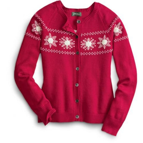 Embellished Snowflake Cardigan Sweater