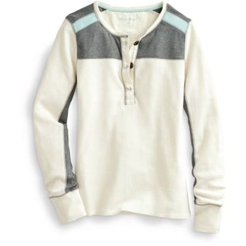 Waffle-Knit Colorblock Henley